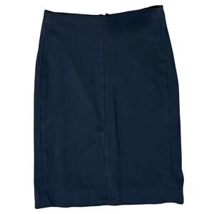 MM LaFleur Navy Blue Greenpoint Center Back Zip Pencil Skirt Front Slit Size 6